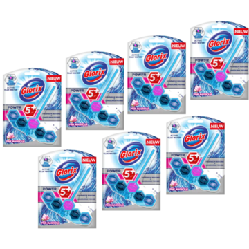 Glorix Blauw Water Pink Magnolia Toiletblokken - 7 stuks - Voordeelverpakking