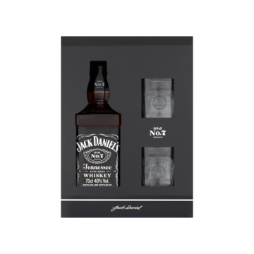 Jack Daniel's Old No. 7 Tennessee Sour Mash Whiskey 70 cl + 2 Glazen