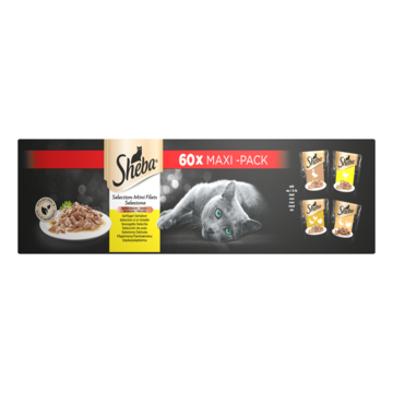 Sheba Mini Filets Maaltijdzakjes Gevogelte Selectie in Saus Maxi-Pack